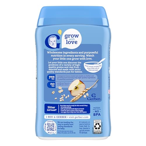 Gerber Stage 2 Baby Food, Multigrain Apple Cereal, Whole Grains, Baby Cereal, 6PK