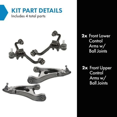 TRQ Front Upper & Lower Control Arm with Ball Joint Set Compatible with 1995-2002 Ford Crown Victoria Lincoln Town Car Mercury Grand Marquis