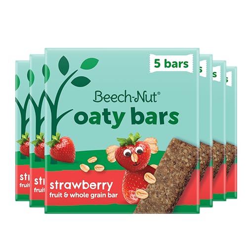 Beech-Nut Toddler Snacks Oaty Bars Granola Bars for Babies & Toddlers, Fruit & Whole Grain Strawberry Snack Bar, Gluten Free Toddler Snack, 6 Boxes (30 Individually Wrapped Bars)