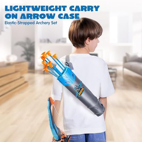 JOYIN LED Bow and Arrow for Kids, Light Up Archery Toy Play Set with Suction Cups Arrows, Targets & Arrow Case, Indoor and Outdoor Hunting Play Gift Toys for Boys Girls 6-12