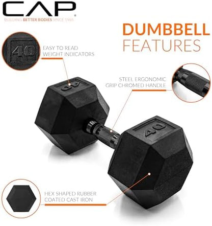 CAP Barbell Coated Dumbbell Weight | Multiple Options Pairs & Sets