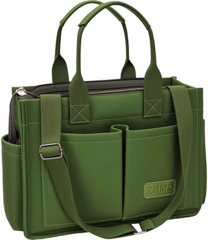 Tote Bag for Women With Compartments,Large Canvas Tote Women's Purse Crossbody Bags Work Laptop Book Bag Satchels Handbags