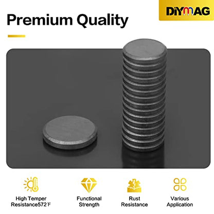DIYMAG Strong Magnets 200Pcs 0.71x0.12Inch Fridge Refrigerator Magnet for Crafts with Adhesive Backing Magnetic Small Black Button Ceramic Circle Craft Round Heavy Duty Adhesive Neodymium Whiteboard