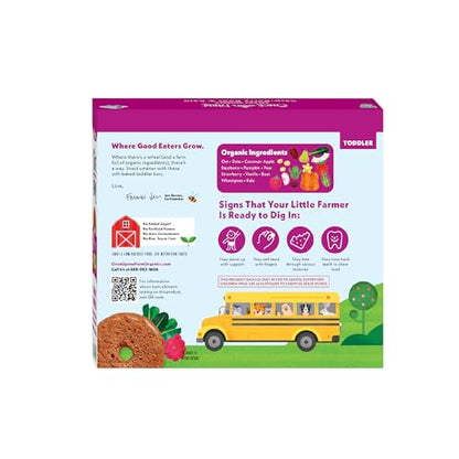 Once Upon A Farm Smart Wheels Organic Toddler Soft-Baked Bar, Rasp-Berry Beet & Kale, No Added Sugar, Kosher, USDA Certified Organic, Non-GMO, 3.35 Ounce (Pack of 8)