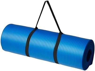 Amazon Basics 1/2 Inch Extra Thick Exercise Yoga Mat with Carrying Strap, Cushioned Support, for Fitness and Gym Workouts