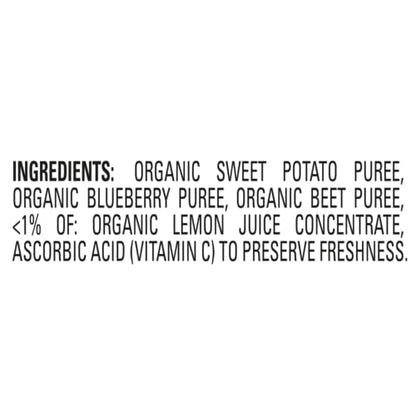 Happy Baby Organics Stage 2 Baby Food Pouches with One Full Serving of Veggies, Nutritious Snack, Clearly Crafted Fruit & Veggie Puree, Sweet Potatoes, Blueberries, & Beets, 4 Ounces