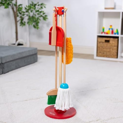 Melissa & Doug Dust Sweep Mop 6-Piece Pretend Play Set, Toddler Toy Cleaning, Pretend Play Home Cleaning, Kids Broom And Mop Set For Ages 3+