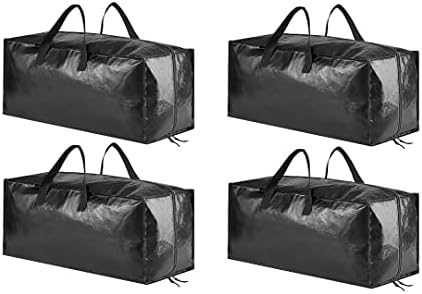 SpaceAid Heavy Duty Moving Bags, Extra Large Storage Totes W/Backpack Straps Strong Handles & Zippers, Alternative to Moving Boxes, Packing & Moving Supplies, Black (4 Pack)