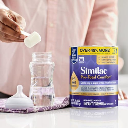 Similac Pro-Total Comfort Infant Formula With Iron, Gentle, Easy-to-Digest Formula, Has 2'-FL HMO for Immune Support, Non-GMO, Baby Formula Powder, 29.8-oz Value Can, Pack of 6