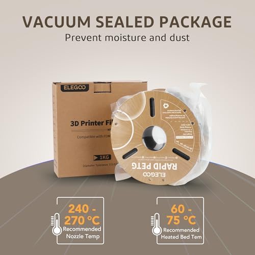 ELEGOO Rapid PETG Filament 1.75mm Blue 1KG, High Speed 30-600mm/s 3D Printer Filament Dimensional Accuracy +/- 0.02 mm, 1kg Cardboard Spool(2.2lbs) Fits for Most FDM 3D Printers