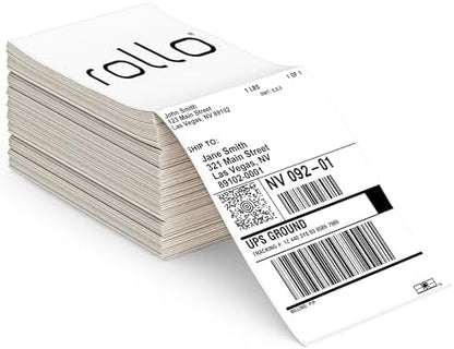 Rollo Direct Thermal Shipping Labels - Pack of 500 4x6 Thermal Labels Fanfold - Perforated and Strong Adhesive (Commercial Grade)
