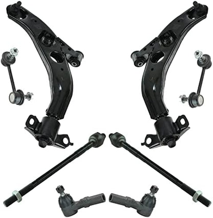 TRQ Front Steering & Suspension Kit Control Arm with Ball Joint Sway Bar Stabilizer Link Tie Rod Compatible with 1993-1997 Ford Probe
