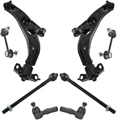 TRQ Front Steering & Suspension Kit Control Arm with Ball Joint Sway Bar Stabilizer Link Tie Rod Compatible with 1993-1997 Ford Probe