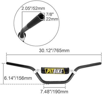 Universal 7/8 Inch 22mm Dirt Bike Handlebars, Upgraded Pit Bike Handlebar with Foam Pad for Motocross CRF YZF KXF KLX RMZ DRZ Pit Dirt Bike ATV Quad - Black