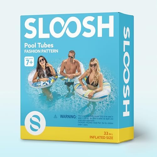 Inflatable Pool Floats with Glitters 32.5"(3 Pack), Pool Floaties Tubes for Swimming Kids Adults Beach Outdoor Party Supplies