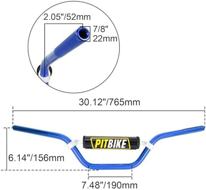 Handle Bar with Foam Pad 7/8" 22MM Handlebar Compatible with CRF YZF KXF KLX RMZ DRZ Pit Dirt Bike Motocross ATV Quad Blue