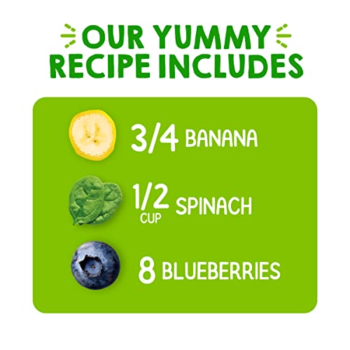 Happy Tot Organics Stage 4 Baby Food Pouches, Gluten Free, Vegan Snack, Super Bellies, Fruit & Veggie Puree, Banana, Spinach & Blueberries 4 Ounce (Pack of 16)