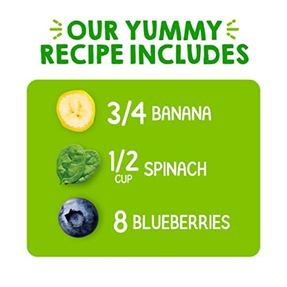 Happy Tot Organics Stage 4 Baby Food Pouches, Gluten Free, Vegan Snack, Super Bellies, Fruit & Veggie Puree, Banana, Spinach & Blueberries 4 Ounce (Pack of 16)