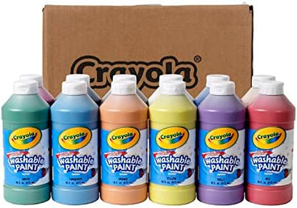 Crayola Washable Paint for Kids (12ct), Teacher Supplies, School Classroom Must Have, Bulk Paint Set, Nontoxic Kids Arts & Crafts Essentials, 16 Oz