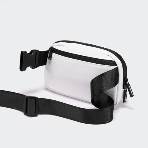 Pander Two Way Zipper Fanny Pack Nylon Everywhere Belt Bag for Women, Water Repellent Waist Packs, Crossbody Bags with Adjustable Strap (White).