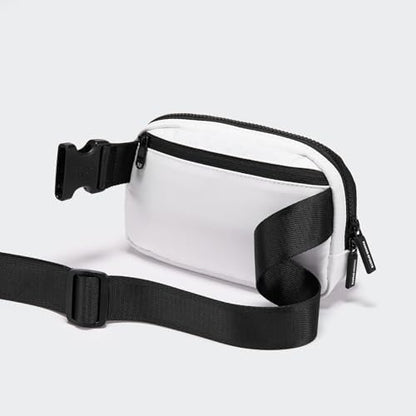 Pander Two Way Zipper Fanny Pack Nylon Everywhere Belt Bag for Women, Water Repellent Waist Packs, Crossbody Bags with Adjustable Strap (White).