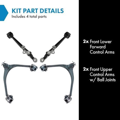 TRQ Front Upper & Lower Control Arm with Ball Joint Set Compatible with 1998-2005 Lexus GS300 1998-2000 GS400 2001-2005 GS430 2002-2010 SC430