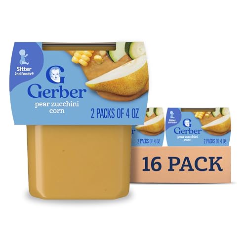 Gerber 2nd Foods, Pear, Zucchini & Corn Pureed Baby Food, 4 Ounce (Pack of 16)
