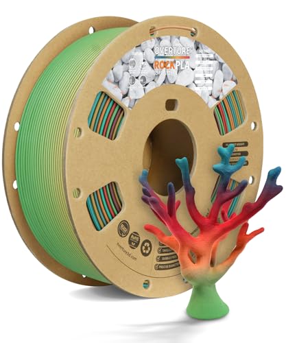 OVERTURE Rock PLA Filament 1.75mm, Marble PLA 3D Printer Filament 1kg Spool (2.2lbs), Dimensional Accuracy +/- 0.02 mm, Fit Most FDM Printer (Rock Rainbow)