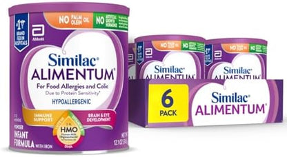 Similac Alimentum With 2'-FL HMO Hypoallergenic Infant Formula, for Food Allergies and Colic Due to Protein Sensitivity, Baby Formula Powder, 12.1-oz Can, Pack of 6