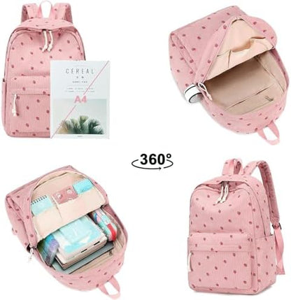 School Backpack for Teen Girls Bookbags Elementary High School Corduroy Laptop Bags Women Travel Daypacks