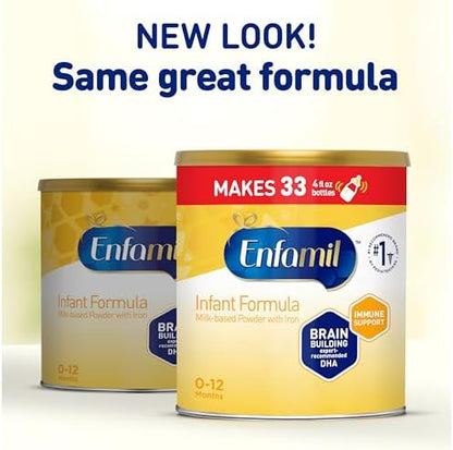 Enfamil Infant Formula, Milk-based Baby Formula with Iron, Omega-3 DHA & Choline, Powder Can, 21.1 Oz (Pack of 4)