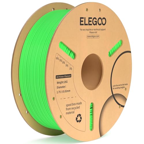 ELEGOO PLA Plus Filament 1.75mm Neon Green 1KG, PLA+ Tougher and Stronger 3D Printer Filament Pro Dimensional Accuracy +/- 0.02mm, 1kg Spool(2.2lbs) Fits for Most FDM 3D Printers