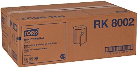 Tork Natural Paper Hand Towel Roll H21 100% Recycled Fiber, Universal Fit 6 Rolls x 800 Ft (RK8002)