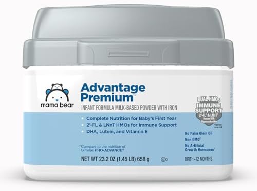 Amazon Brand - Mama Bear Advantage Premium Baby Formula Powder, 2'-FL HMO, LNnT HMOs for Immune Support, Non-GMO, 23.2 oz, 1.45 pound (Pack of 1)