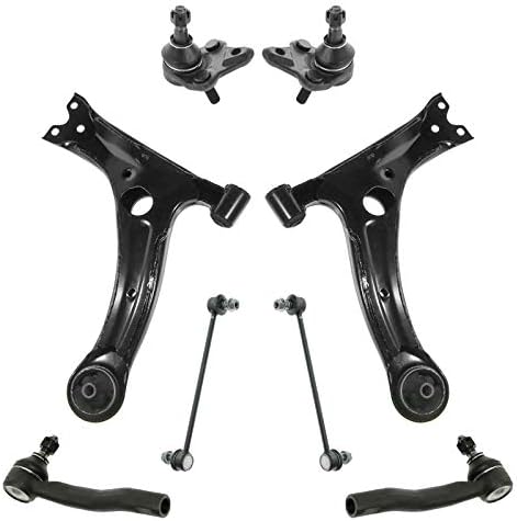 TRQ Front Steering & Suspension Kit Ball Joint Control Arm Sway Bar Stabilizer Link Tie Rod Compatible with 2003-2008 Toyota Corolla