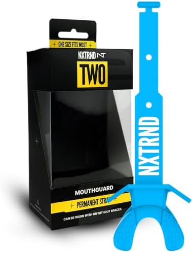 Nxtrnd Two Football Mouth Guard, Football Mouthpiece with Strap, Fits Adult & Youth (Neon Blue)