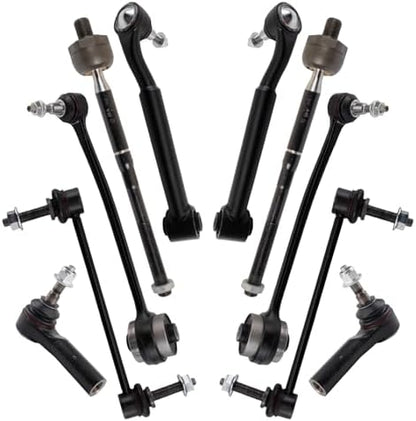 TRQ Front Steering & Suspension Kit Control Arm with Ball Joint Sway Bar Stabilizer Link Tie Rod Compatible with 2015-2022 Ford Mustang