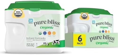 Pure Bliss by Similac Organic Infant Formula, Easy to Digest, USDA-Certified Organic, Powder, 20.6-oz Tub, Pack of 6