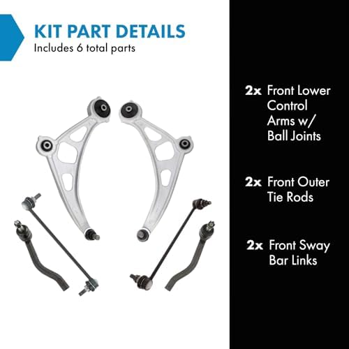 TRQ Front Steering & Suspension Kit Control Arm with Ball Joint Sway Bar Stabilizer Link Tie Rod Compatible with 2015-2023 Nissan Murano