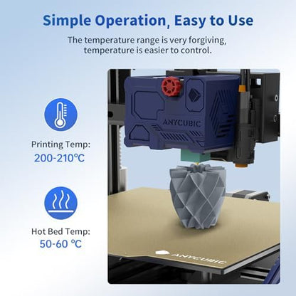 ANYCUBIC PLA Filament 1.75mm Bundle, 3D Printer PLA Filament 1.75mm Dimensional Accuracy +/- 0.02mm, 1KG Reusable Spool (2.2 lbs), 2KG Grey+Grey