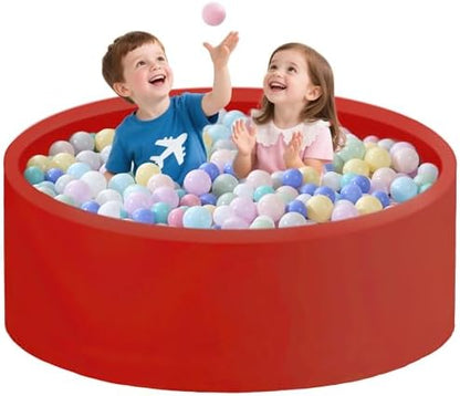 Ball Pit for Toddlers 47.24''x15.75'' Baby Ball Pits Soft Memory Foam Ball Pools Round Lagre Kids Ball Pits Kids Play Ball Pool Ideal Gift for Children (Red, NO Balls)