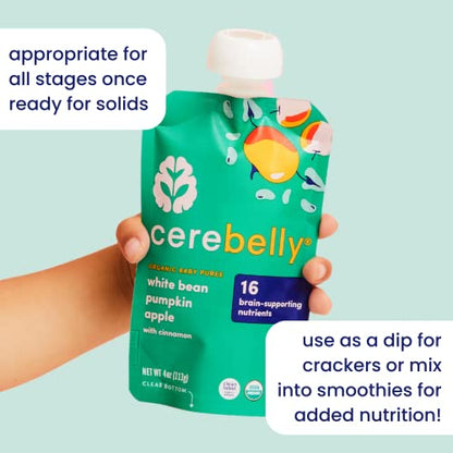 Cerebelly Organic Baby Food Pouches – Organic Veggie Purees for Toddlers | No Added Sugar, Fiber, Non-GMO | Blended Toddler Food | 4oz BPA-Free Baby Food | Carrot Pumpkin | 6 Count