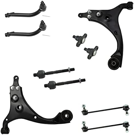 TRQ 10 Piece Steering & Suspension Kit Control Arms Ball Joints Tie Rods End Links Compatible with 2010-2013 Kia Forte Forte Koup
