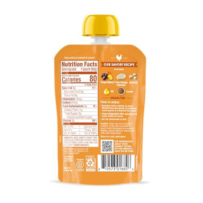 Happy Baby Organics Savory Blends Stage 3 Baby Food Puree, Free Range Chicken, Garden Vegetables & Quinoa Fiesta, 3.5 Ounce (Pack of 16)