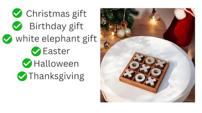 T one wooden Tic Tac Toe Game | board games for adults | Table Top Living Room Decor Fun family Games | board games for family night | board games for kids (Design-1)