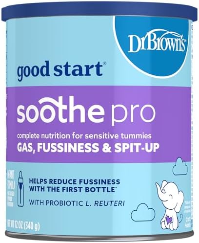 Good Start | Dr. Brown's Soothe Pro, Baby Formula Powder, for Sensitive Tummies, Gas, Fussiness and Spit-Up, Infant Formula with Probiotics, DHA, Non-GMO, 12 Ounces
