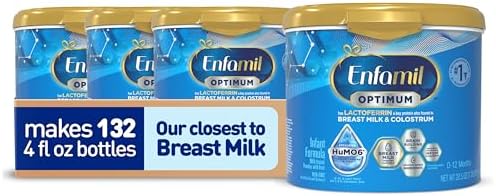 Enfamil Optimum (Enspire), Our Closest Formula to Breast Milk, Immune-Supporting Lactoferrin and Brain-Supporting DHA Baby Formula, Powder 20.5 Oz Tub, Pack of 4