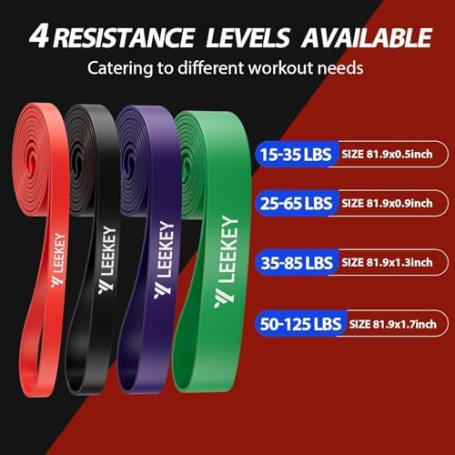 LEEKEY Resistance Bands Set for Pull-Up Assistance & Full-Body Training, Multi-Level Exercise Bands with Bag for Home Workouts, Physical Therapy, Strength Training (Men/Women)