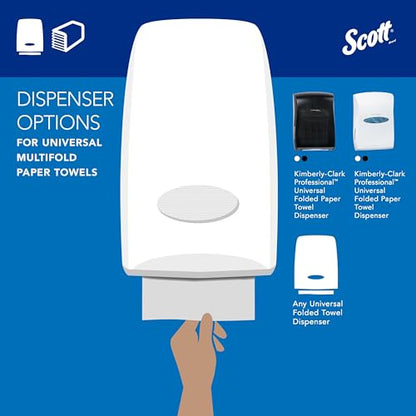 Scott Professional Universal Multifold Paper Towels, Bulk (01804), Absorbency Pockets, White, 9.2'x9.4' Towel, Compressed (250 Sheets/Pack, 16 Packs/Case, 4,000 Sheet Total)