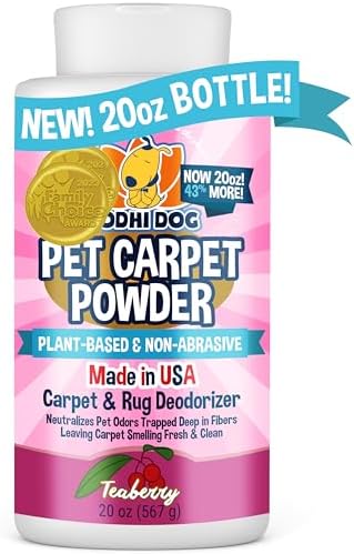 Bodhi Dog Natural Carpet Deodorizer Powder - Dry Pet Smell Eliminator & Urine Odor Remover - Loosens Fur & Dirt - Plant-Based Room Freshener for Vacuuming Home with Pets - Teaberry (Pack of 1)